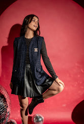 Jadore' Sleeveless Jacket | Navy