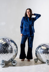 Rhinestone Layered Shirt | Navy