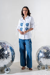 Rose Applique Shirt | White