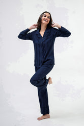 Sassy Stripes PJ Set | Navy blue