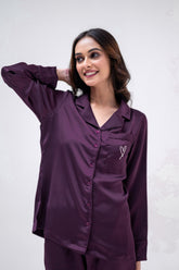 Purple Satin Shorts Set <3