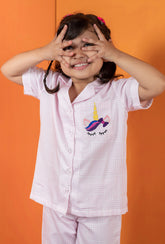 Unicorn Embroidered Notched Collar Full Set