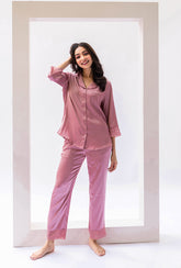 Pink Satin Pyjama Set