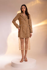 Soho Tweed Blazer Dress|Gold