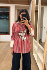 Fleur Red Stripes Shirt