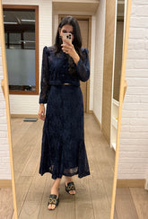 Noire' Navy Lacey Skirt Set