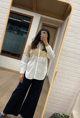 Celestial Pearls Shirt| Beige & White