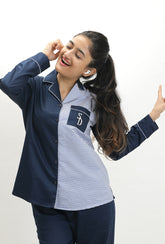 Luxe Stripes Blue Shorts Set