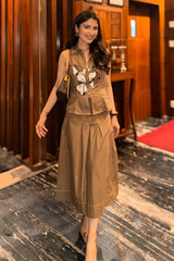 Saachi Bhasin In Fleur Mocha Skirt Set