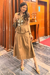 Saachi Bhasin In Fleur Mocha Skirt Set