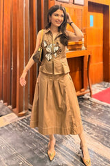 Saachi Bhasin In Fleur Mocha Skirt Set