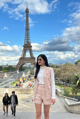 Jadore Sleeveless Jacket Set| Pink