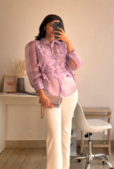 Aakriti In Lacey Bib Shirt| Mauve