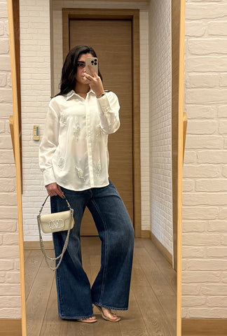 Pearl Oasis Shirt (Silk) | White