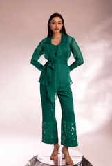Organza Green Bling On Coord Set