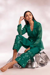 Organza Green Bling On Coord Set