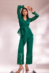 Organza Green Bling On Coord Set