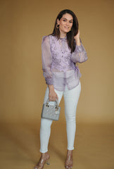 Aakriti In Lacey Bib Shirt| Mauve