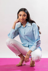 Brunching Around Town Shirt | Sky Blue