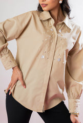 Brunching Around Town Shirt | Beige