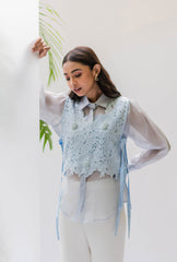 Lacey Bib Shirt| Aqua