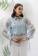 Lacey Bib Shirt| Aqua