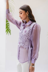 Aakriti In Lacey Bib Shirt| Mauve