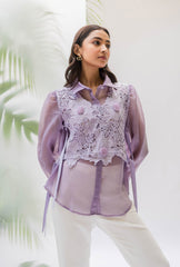 Aakriti In Lacey Bib Shirt| Mauve