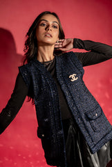 Jadore' Sleeveless Jacket | Navy