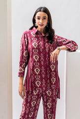 Ikkat Story Coord Set| Maroon