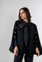 Starlit Bow Cape Set | Black