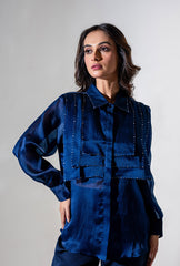 Rhinestone Navy Layered Shirt