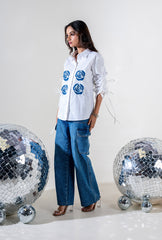 Rose Applique Shirt | White