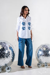 Rose Applique Shirt | White
