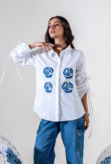 Rose Applique Shirt | White
