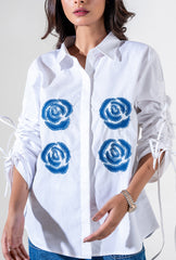 Rose Applique Shirt | White