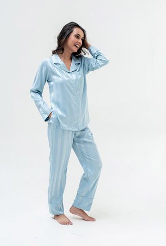 Sassy Stripes PJ Set | Sky blue