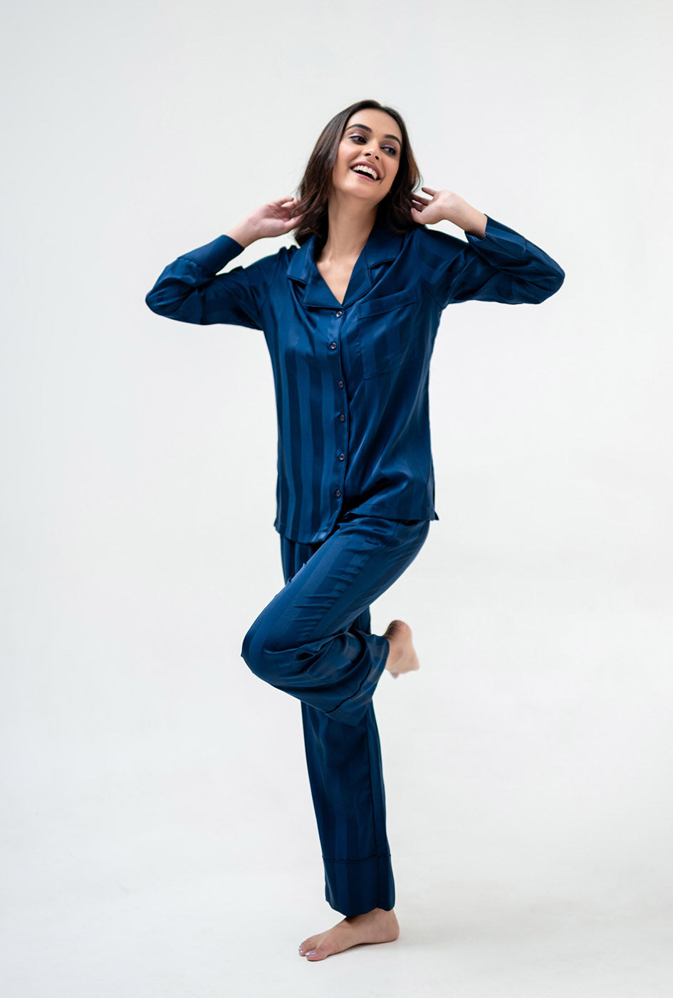 Sassy Stripes PJ Set | Navy blue