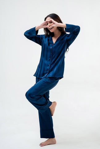 Sassy Stripes PJ Set | Navy blue