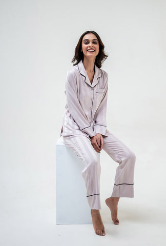 Sassy Stripes PJ Set |Champagne