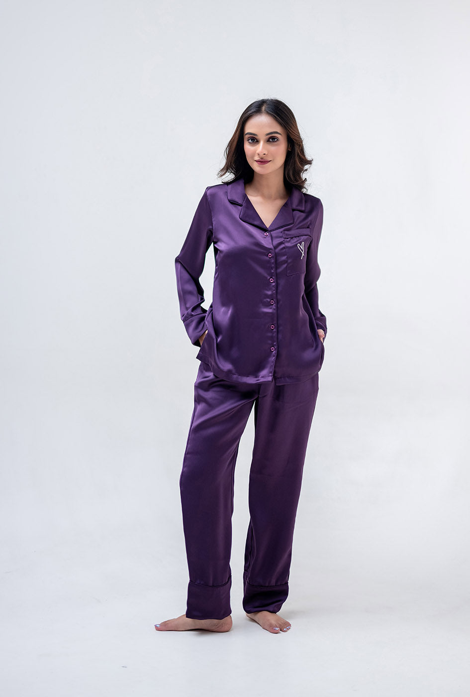 Purple Satin PJ Set <3