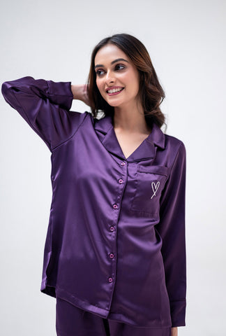 Purple Satin PJ Set <3