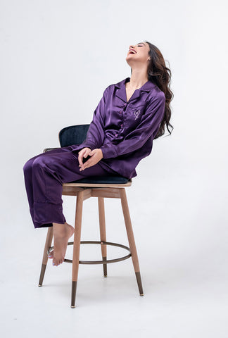 Purple Satin PJ Set <3