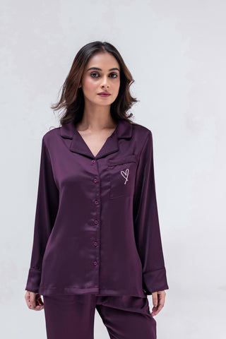 Purple Satin Shorts Set <3