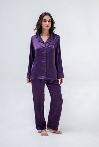 Purple Satin PJ Set <3