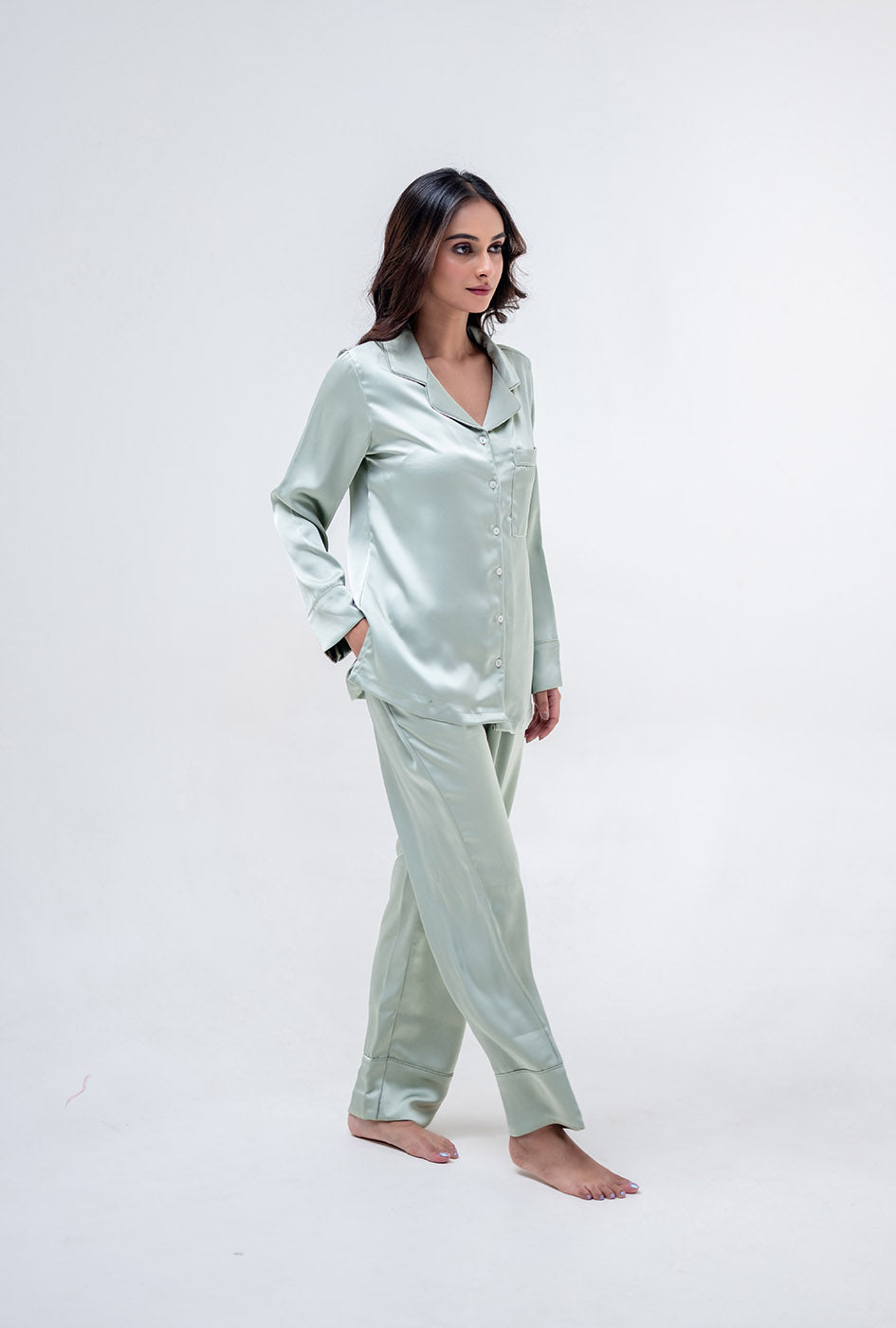 Mint Green Satin PJ Set