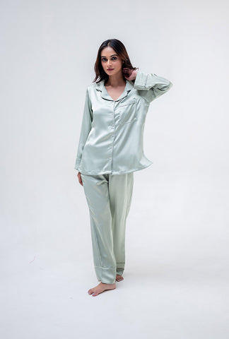 Mint Green Satin PJ Set