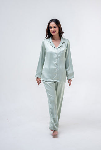 Mint Green Satin PJ Set