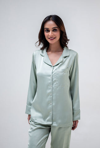 Mint Green Satin PJ Set