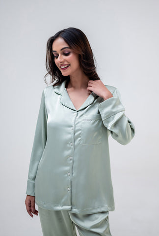 Mint Green Satin PJ Set